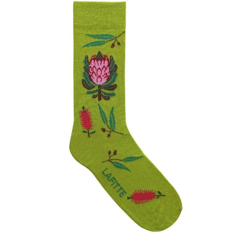 Protea Lime Patterned Sock | Lafitte | Socks For Him &amp; For Her | Thirty 16 Williamstown