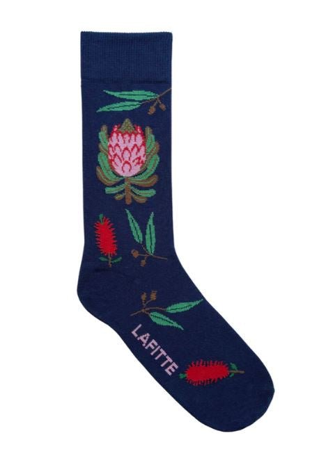 Protea Navy Blue Patterned Sock | Lafitte | Socks For Him &amp; For Her | Thirty 16 Williamstown