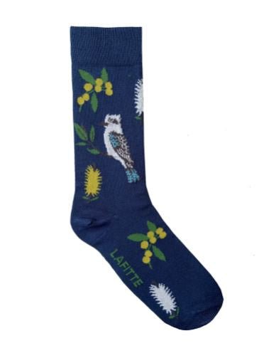 Bamboo Kookaburra Airforce Blue Patterned Socks | Lafitte | Socks For Him &amp; For Her | Thirty 16 Williamstown