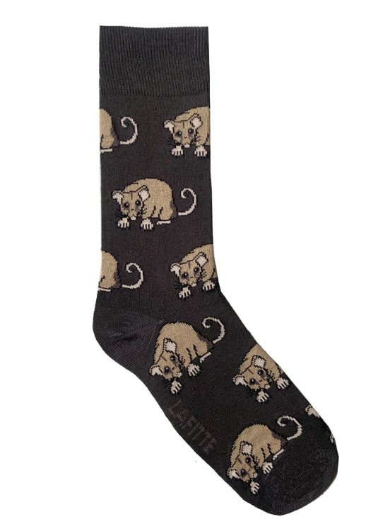 Bamboo Mountain Pygmy Possum Charcoal Patterned Socks | Lafitte | Socks For Him &amp; For Her | Thirty 16 Williamstown