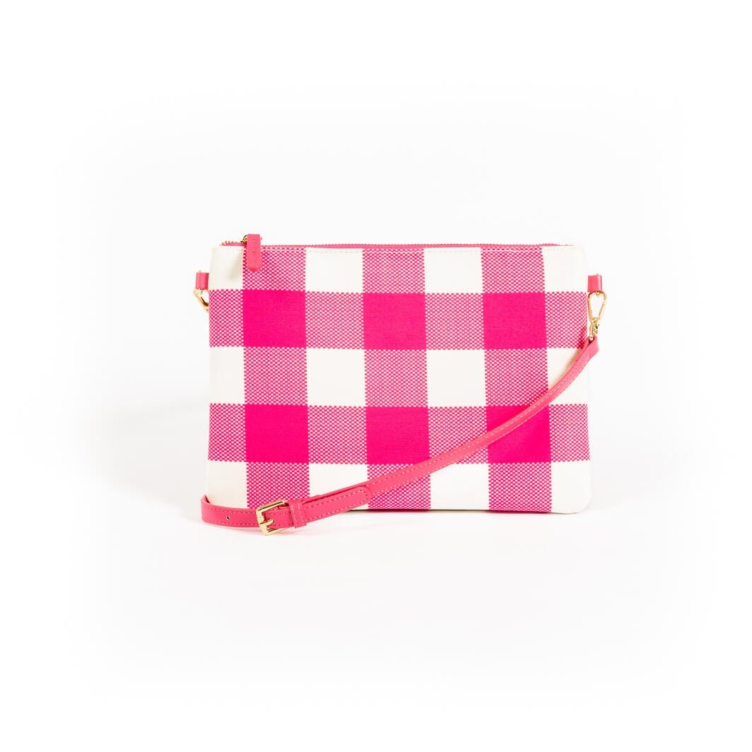 Capri Gingham Crossbody (Large) - Pink & White | Liv & Milly | Women's Accessories | Thirty 16 Williamstown