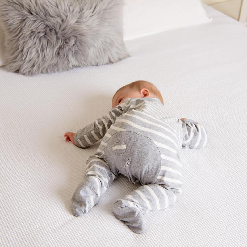 Grey Stripe Long Romper | Li'l Zippers | Baby & Toddler Growsuits & Rompers | Thirty 16 Williamstown