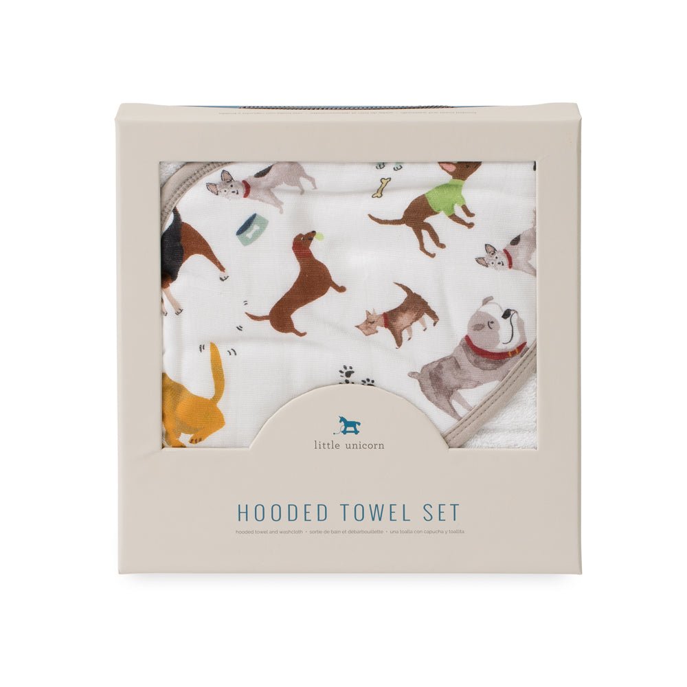Hooded Towel & Wash Cloth Woof | Little Unicorn | Bath Time | Thirty 16 Williamstown