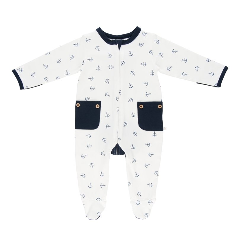 Navy Anchor Long Romper | Li'l Zippers | Baby & Toddler Growsuits & Rompers | Thirty 16 Williamstown