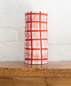 Pink &amp; Red Gingham Vase - Large | Noss | Decorator | Thirty 16 Williamstown