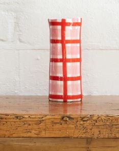 Pink & Red Gingham Vase - Small | Noss | Decorator | Thirty 16 Williamstown