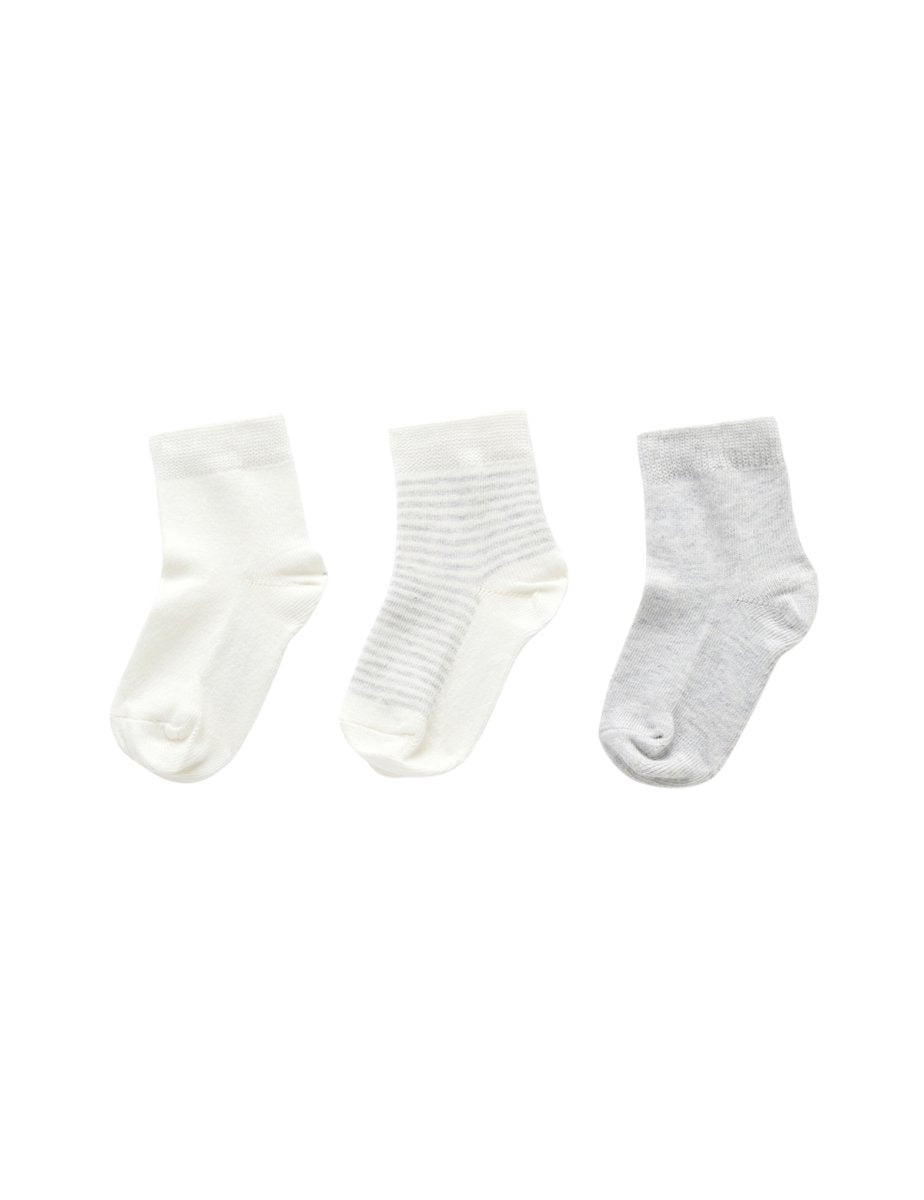 Socks Pack - Pale Grey Melange | Purebaby | Baby & Toddler Socks & Tights | Thirty 16 Williamstown