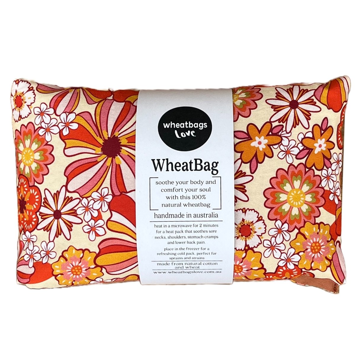Wheatbag - Groovy Flowers Orange | Wheatbags Love | Heat Packs, Eye Pillows &amp; Masks | Thirty 16 Williamstown