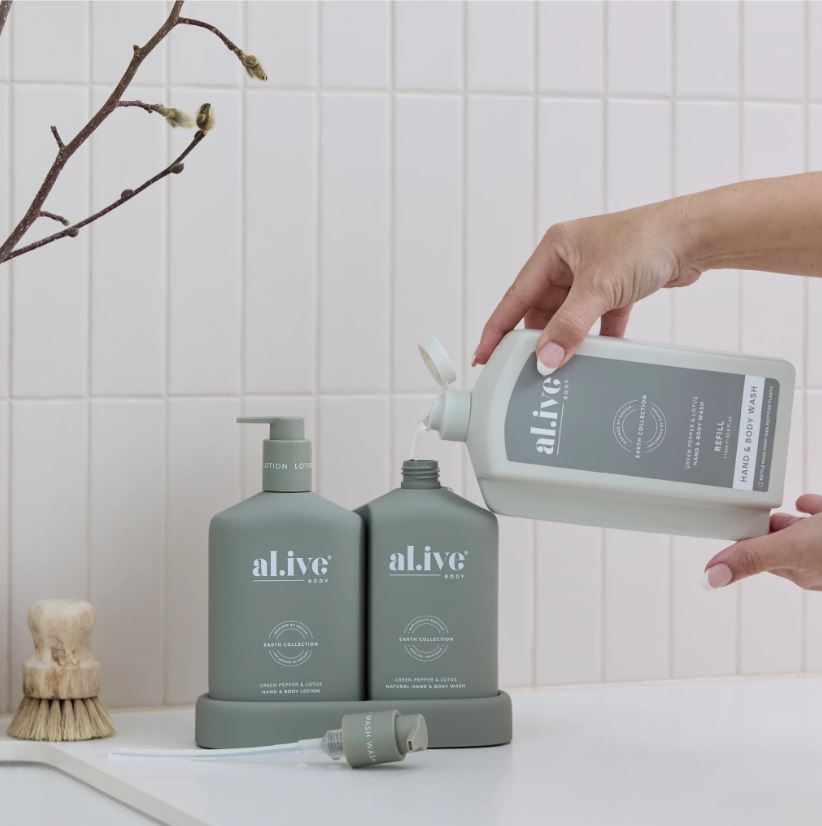 1 LT Hand & Body Wash REFILL - Green Pepper & Lotus | Al.ive Body | Body Lotion & Wash | Thirty 16 Williamstown
