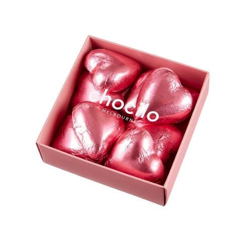 10 Pack Foiled Hearts in Milk Chocolate Gift Box (PINK) - 80g | Chocolatier | Confectionery | Thirty 16 Williamstown