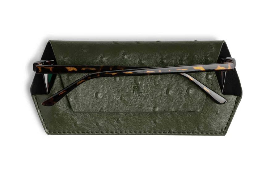 Glasses Case - Ostrich Print Olive