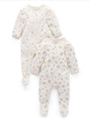 2 Piece Zip Growsuit - Cherry Blossom Print | Purebaby | Baby &amp; Toddler Growsuits &amp; Rompers | Thirty 16 Williamstown