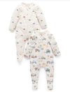 2 Piece Zip Growsuit - Farm Vehicle Print | Purebaby | Baby &amp; Toddler Growsuits &amp; Rompers | Thirty 16 Williamstown