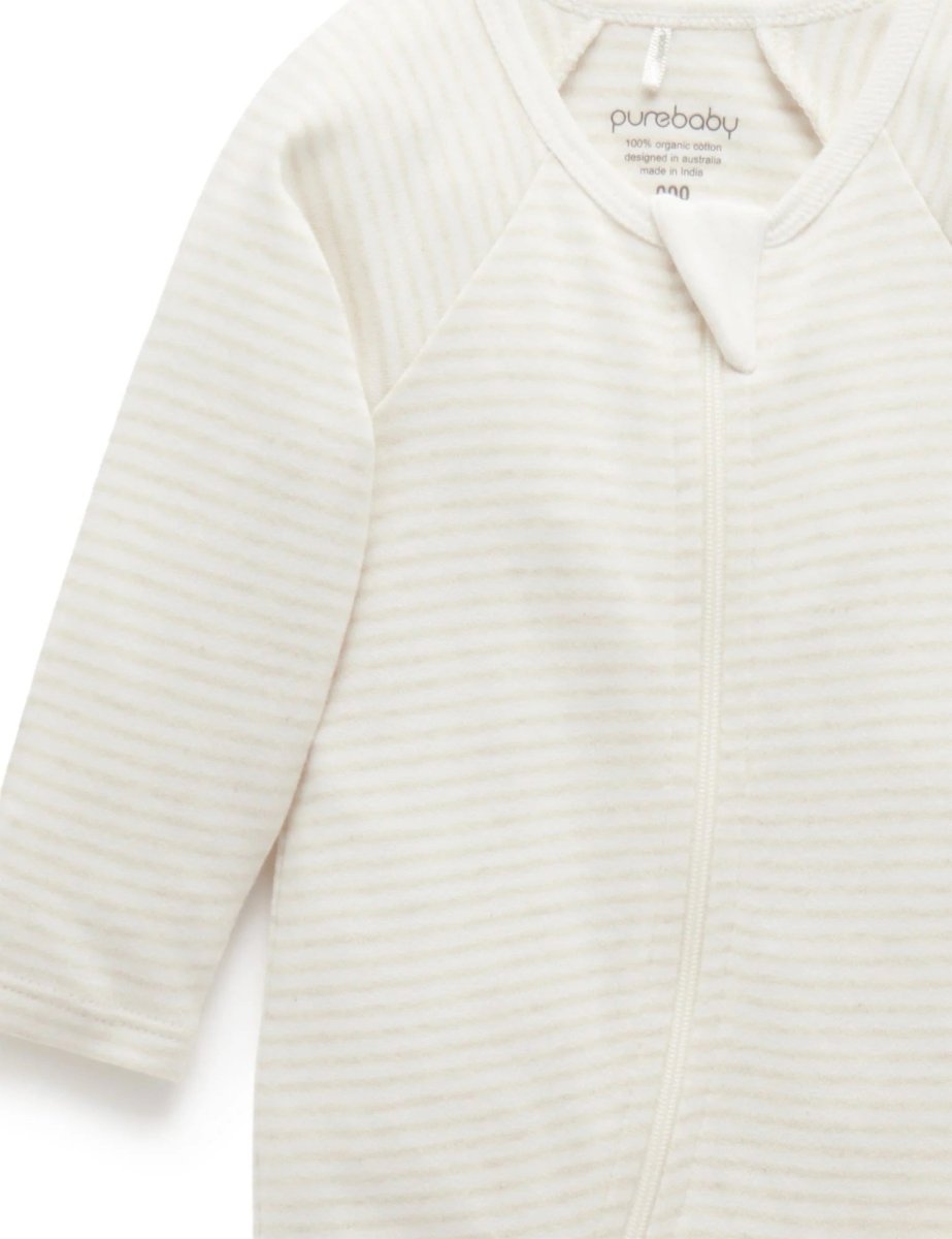 2 Piece Zip Growsuit - Vanilla Bear | Purebaby | Baby &amp; Toddler Growsuits &amp; Rompers | Thirty 16 Williamstown