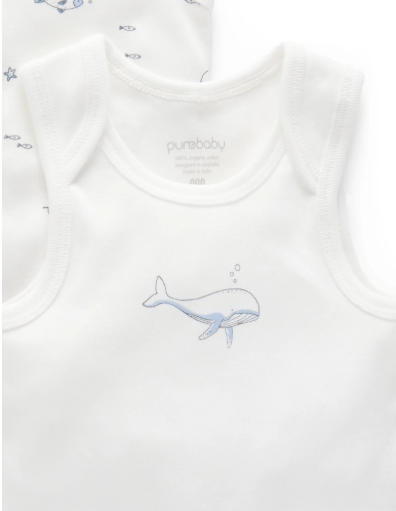 2 Pkt Singlet Bodysuit - Vanilla Nautica | Purebaby | Baby & Toddler Bodysuits & Singlets | Thirty 16 Williamstown