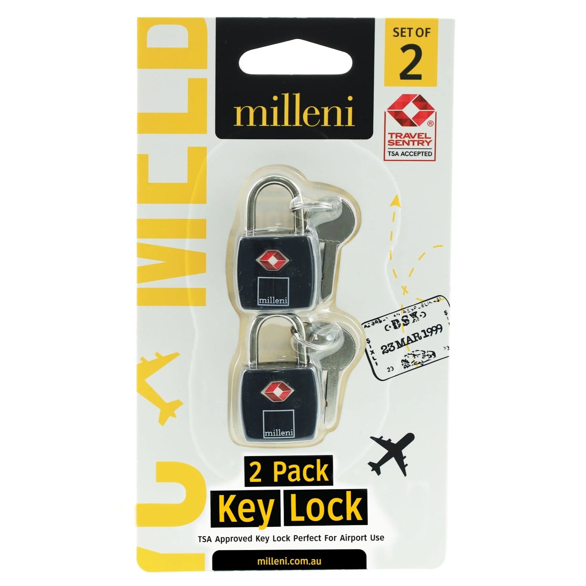 2PK Travel Luggage Suitcase Secure Safety TSA Key Lock Black