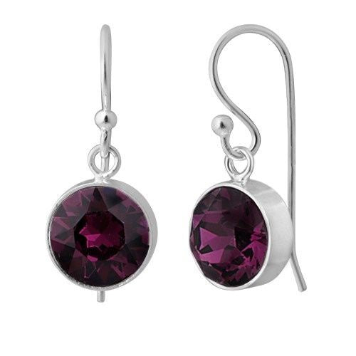Sterling Silver Swarovski Birthstone Earrings - Feburary