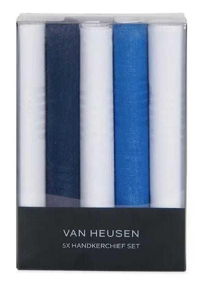 5 Pack Hankie Boxed Set - Blue/White | Van Heusen | Men's Accessories | Thirty 16 Williamstown