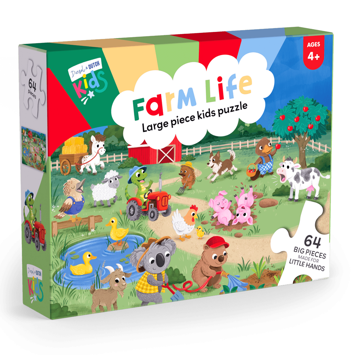 64pc Jigsaw Puzzle: Farm Life | Diesel & Dutch | Toddler Puzzles & Games | Thirty 16 Williamstown