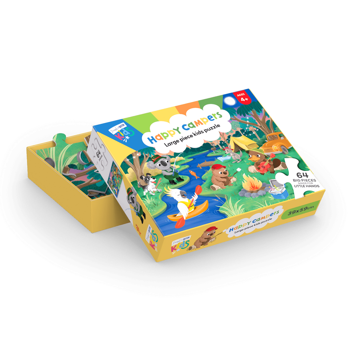 64pc Jigsaw Puzzle: Happy Campers | Diesel &amp; Dutch | Toddler Puzzles &amp; Games | Thirty 16 Williamstown