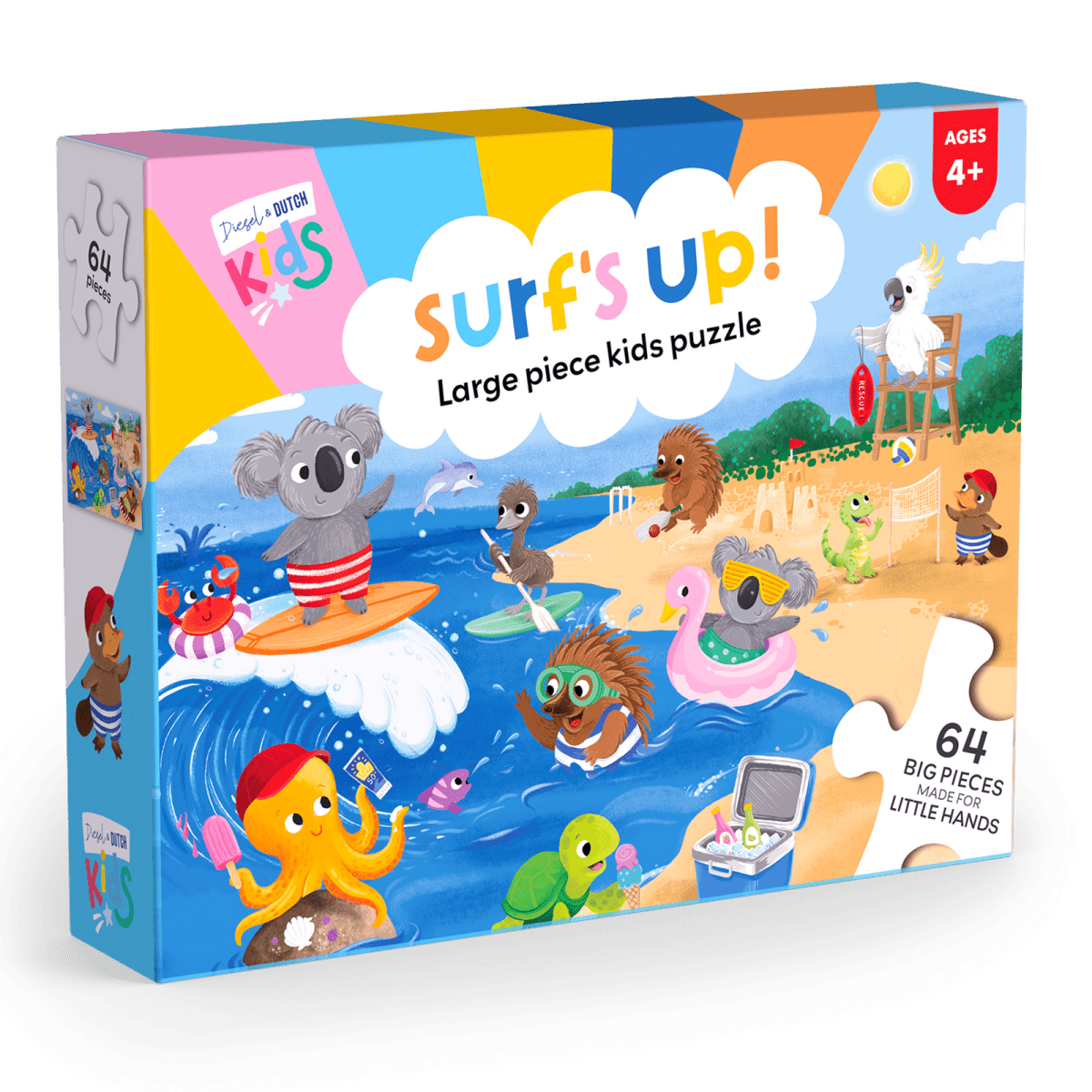 64pc Jigsaw Puzzle: Surf's Up | Diesel & Dutch | Toddler Puzzles & Games | Thirty 16 Williamstown