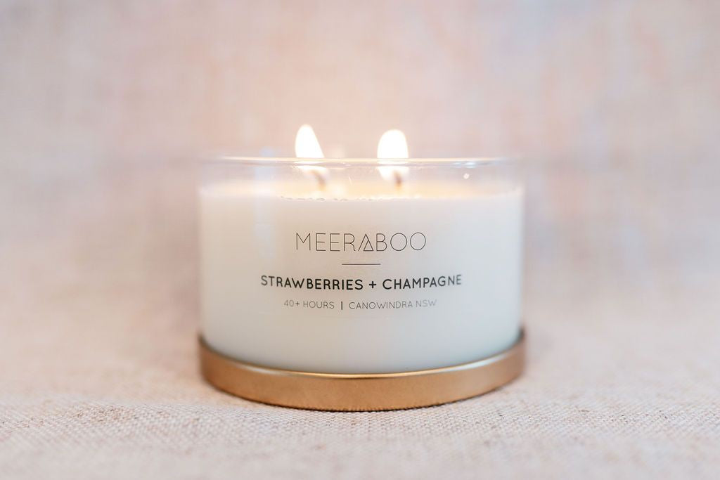 Gold Lid Soy Candle - Strawberries + Champagne