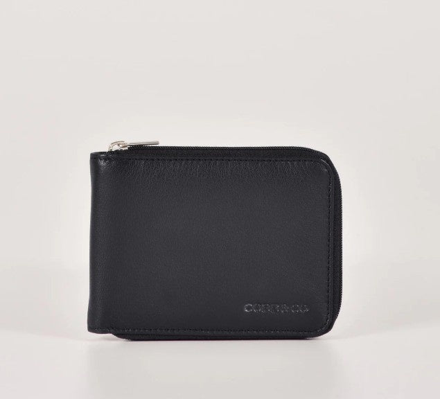 Hunter RFID Men's Leather Zip Around Wallet  - Navy