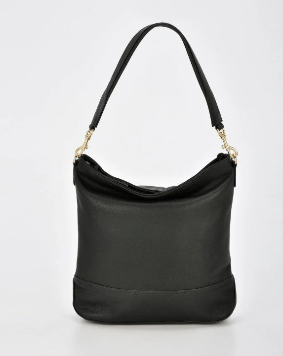 Cecilia Leather Bucket Shoulder Bag - Black