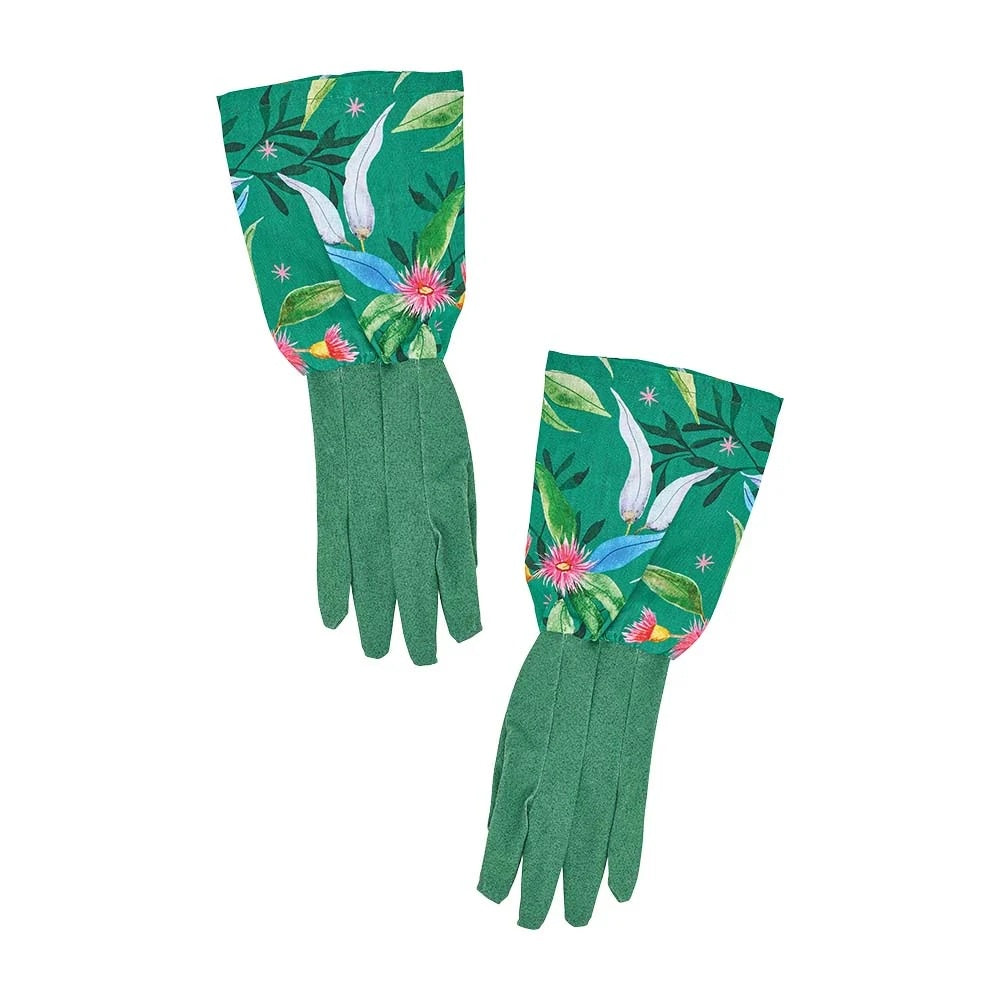 Linen Cotton Long Sleeve Garden Gloves - Gum Blossom