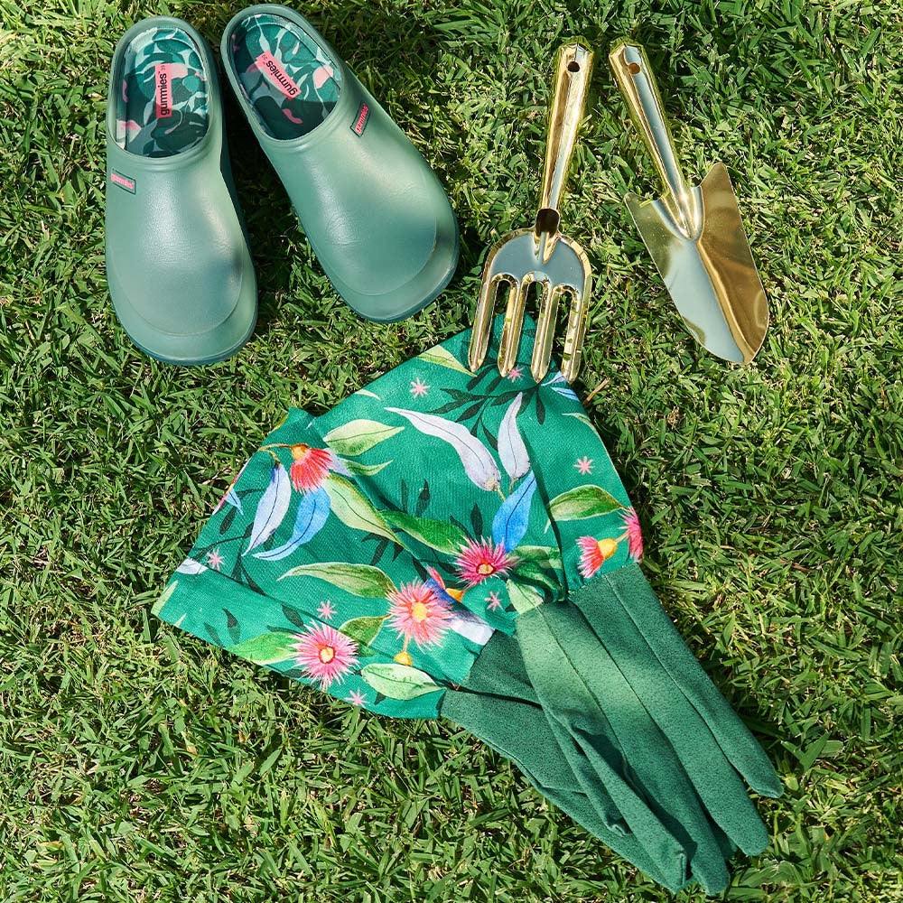 Linen Cotton Long Sleeve Garden Gloves - Gum Blossom