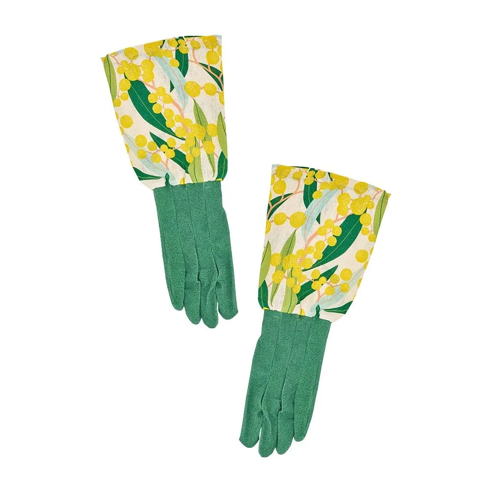 Linen Cotton Long Sleeve Garden Gloves - Golden Wattle