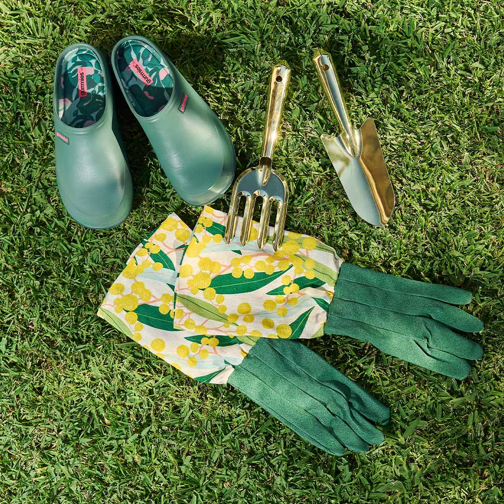 Linen Cotton Long Sleeve Garden Gloves - Golden Wattle