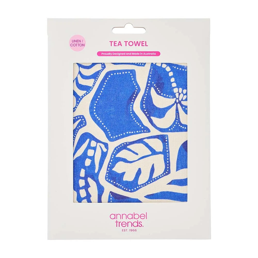 Linen Cotton Tea Towel - Blue Oasis