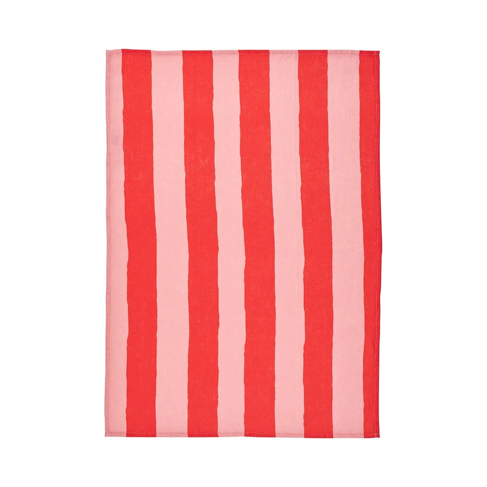 Linen Tea Towel - Red Stripe