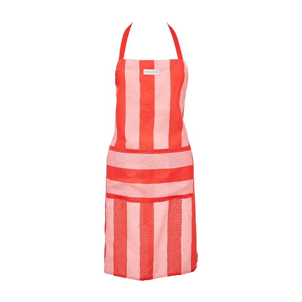 Linen Apron - Red Stripe