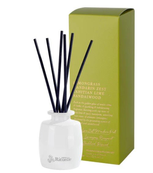 'Apotheca' Mini Fragrance Diffuser Set 90ml - Lemongrass, Mandarin Zest, Tahitian Lime, Sandalwood | Urban Rituelle | Home Fragrances | Thirty 16 Williamstown