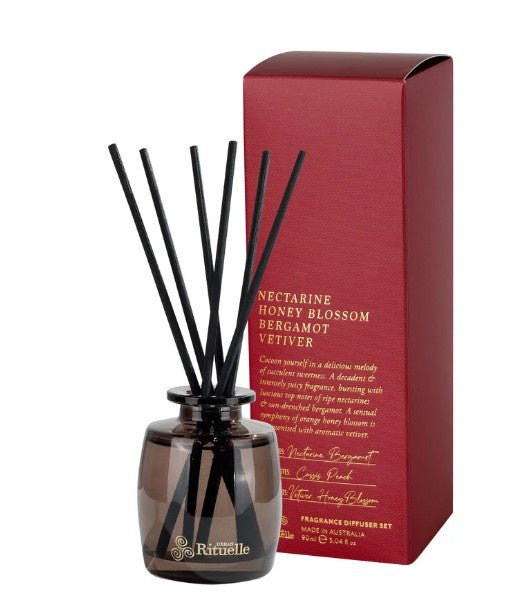 'Apotheca' Mini Fragrance Diffuser Set 90ml - Nectarine, Honey Blossom, Bergamot, Vetiver | Urban Rituelle | Home Fragrances | Thirty 16 Williamstown