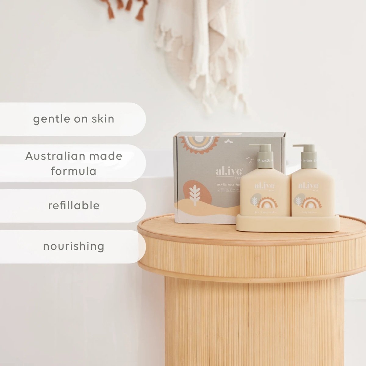 Baby Duo Hair, Body Wash, Lotion &amp; Tray - Gentle Pear | Al.ive Body | Bath Time | Thirty 16 Williamstown