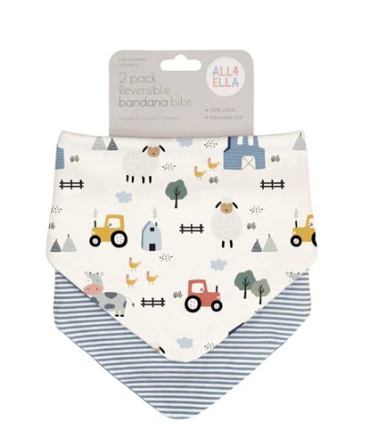 Bandana Bibs 2 pk - Barnyard | All 4 Ella | Bibs & Bandana Bibs | Thirty 16 Williamstown