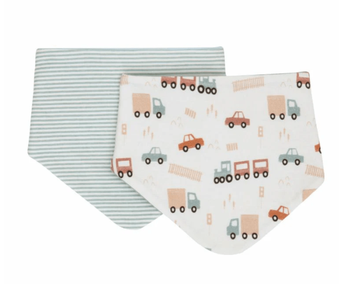 Bandana Bibs 2 pk - Blue Trucks | All 4 Ella | Bibs &amp; Bandana Bibs | Thirty 16 Williamstown
