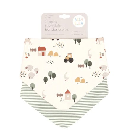 Bandana Bibs 2 pk - Country Farm | All 4 Ella | Bibs & Bandana Bibs | Thirty 16 Williamstown