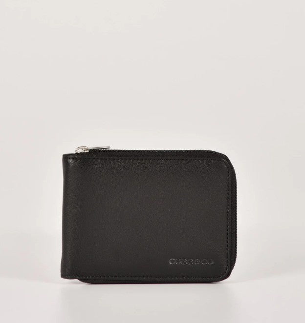 Hunter RFID Men's Leather Zip Around Wallet - Black