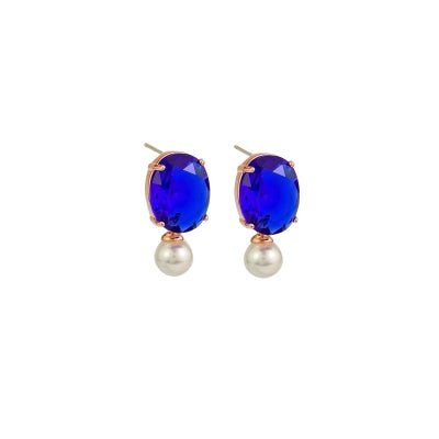 Blue Sapphire Crystal &amp; Pearl Earrings | Tiger Tree | Jewellery | Thirty 16 Williamstown