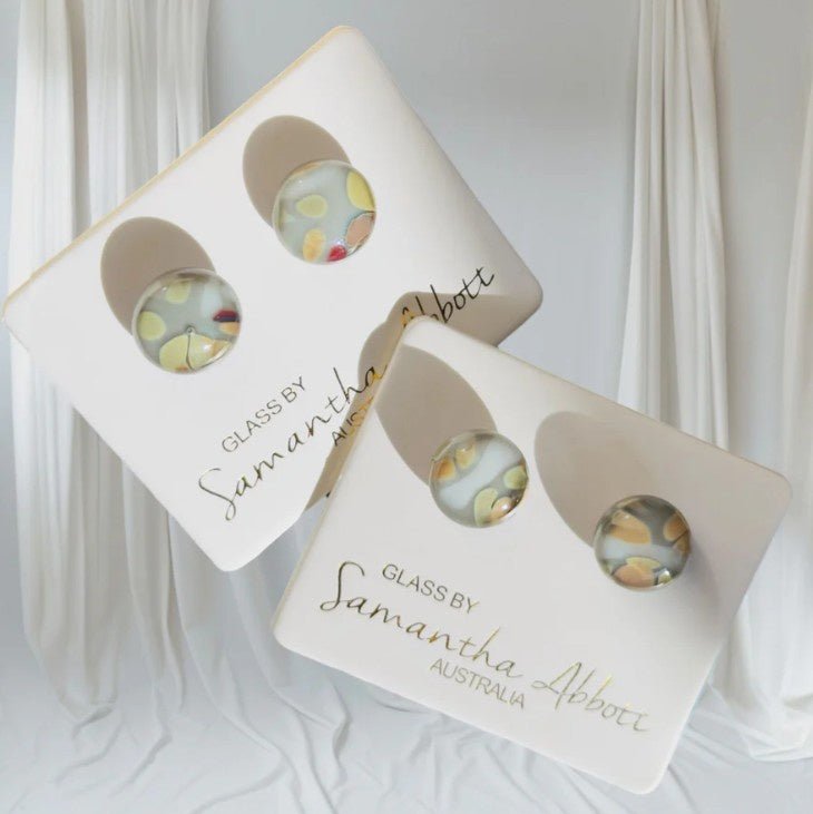 Calming Neutral Glass Stud Earrings | Samantha Abbott | Jewellery | Thirty 16 Williamstown
