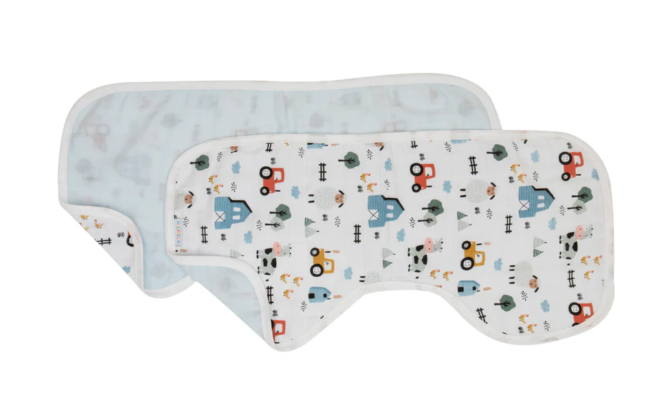 Organic Burp Cloth 2 pkt - Barnyard | All 4 Ella | Bibs & Bandana Bibs | Thirty 16 Williamstown