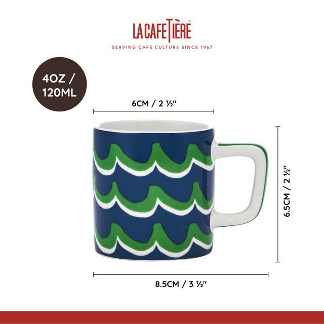Ceramic Espresso Cup Blue Cyan Tides 120ml | La Cafetière | Mugs &amp; Cups | Thirty 16 Williamstown