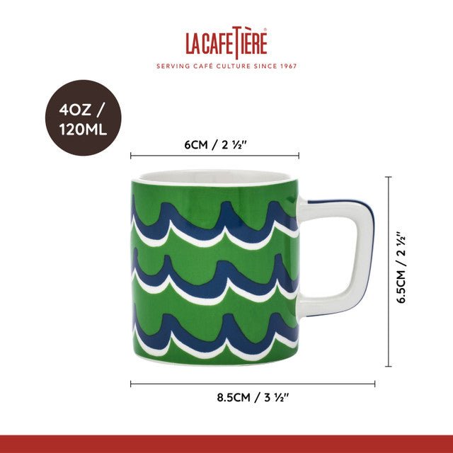 Ceramic Espresso Cup Green Cyan Tides 120ml | La Cafetière | Mugs &amp; Cups | Thirty 16 Williamstown