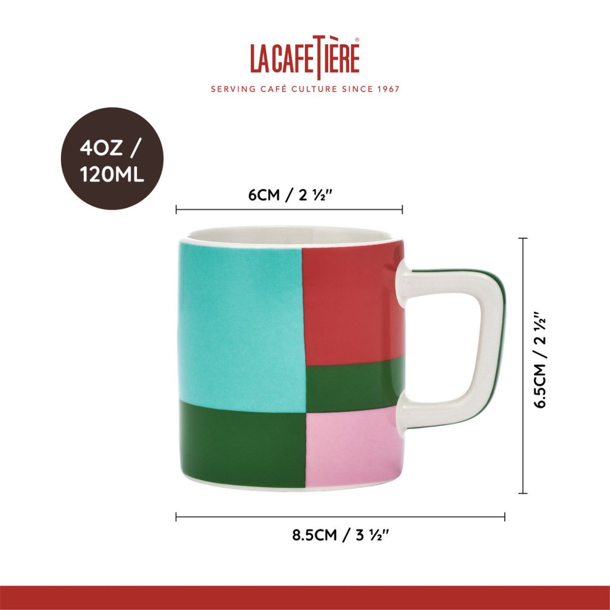Ceramic Espresso Cup, Green Utopian Lines, 120ml | La Cafetière | Mugs &amp; Cups | Thirty 16 Williamstown