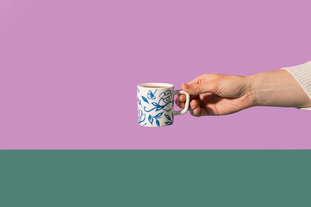 Ceramic Espresso Cup White Blu Fiorato 120ml | La Cafetière | Mugs & Cups | Thirty 16 Williamstown