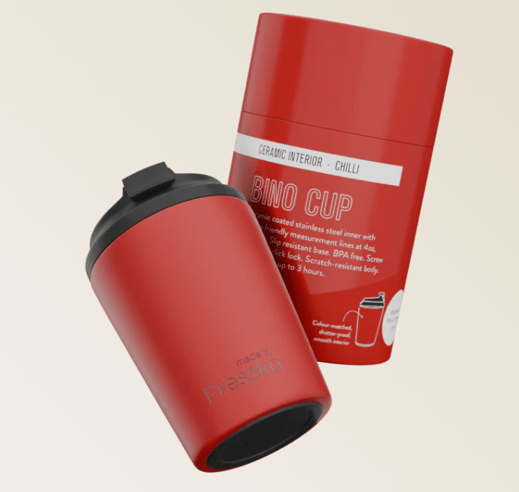 Ceramic Lined Bino - CHILLI 8oz - 230ml | Made By Fressko | Travel Mugs &amp; Drink Bottles | Thirty 16 Williamstown
